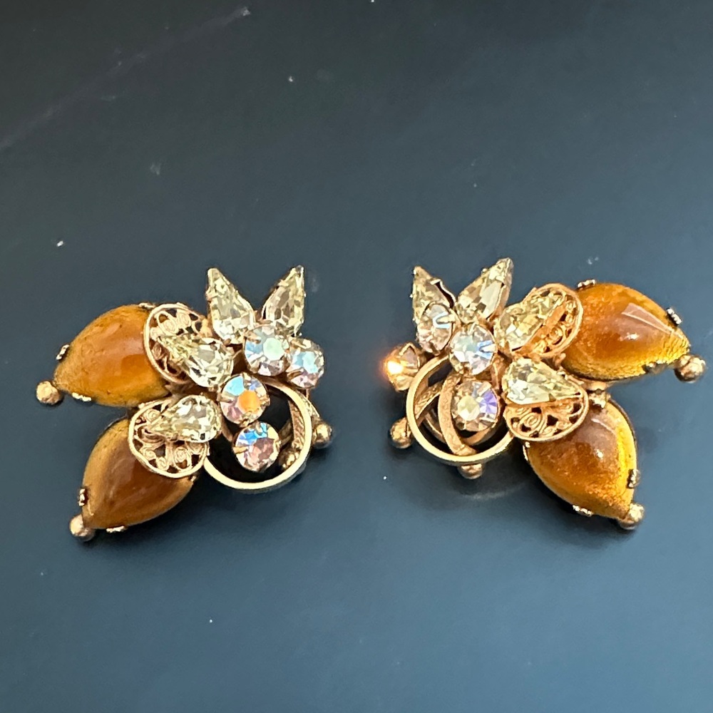 Elegant Gold and Brown Women's Earrings